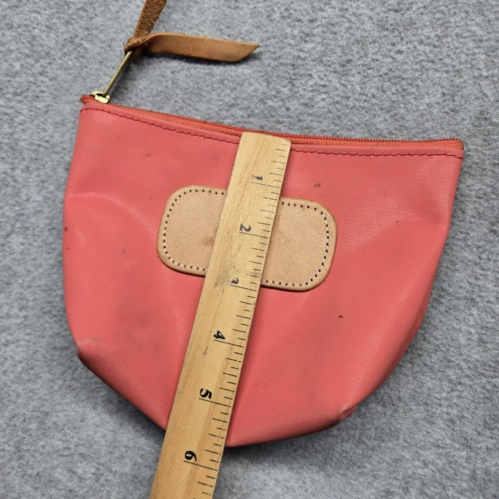 Jon Hart Clutch Womens Small Pink Canvas Leather Zip Cosmetic Pouch Monogram E